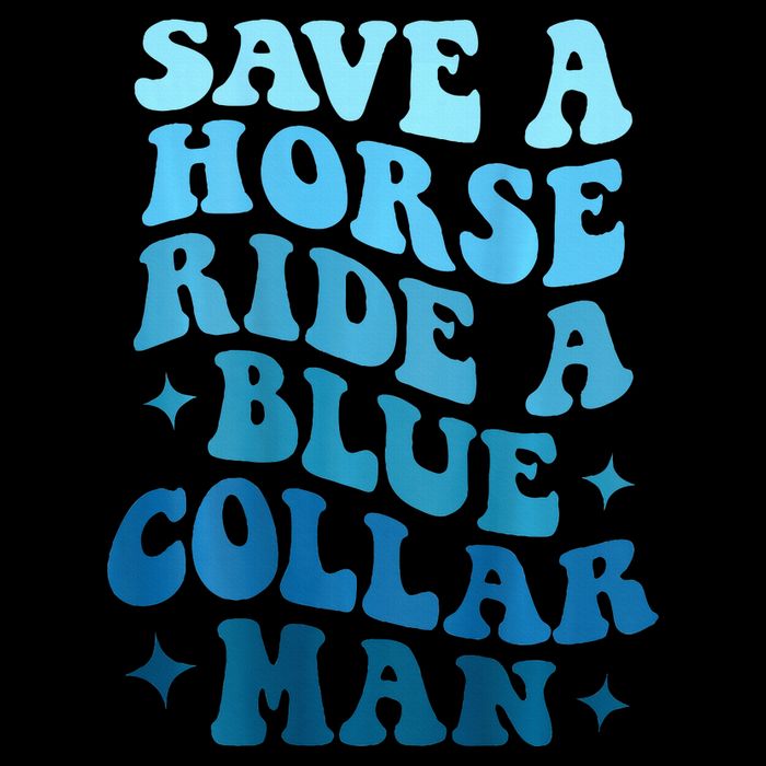 Retro Groovy Save A Horse Ride A Blue Collar Man Cropped Pullover Crew