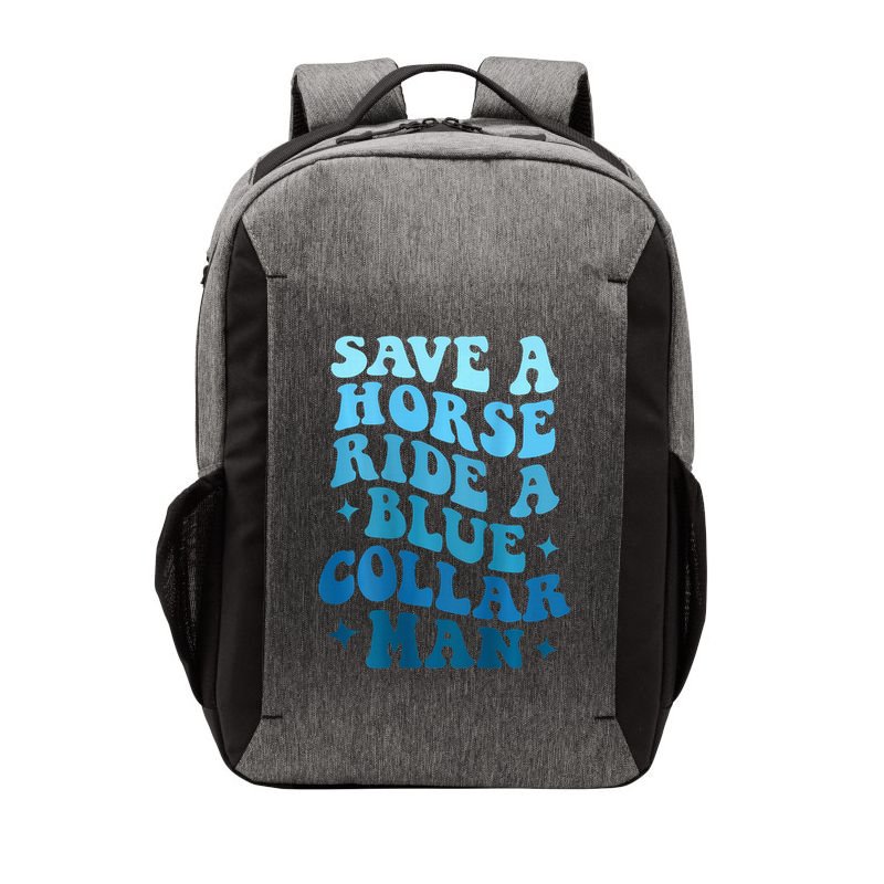 Retro Groovy Save A Horse Ride A Blue Collar Man Vector Backpack