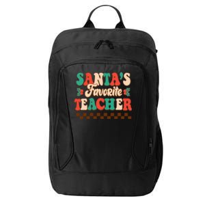 Retro Groovy SantaS Favorite Teacher Christmas Gift City Backpack