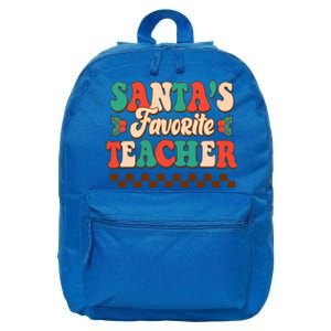 Retro Groovy SantaS Favorite Teacher Christmas Gift 16 in Basic Backpack