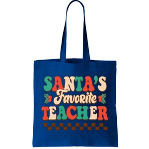 Retro Groovy SantaS Favorite Teacher Christmas Gift Tote Bag