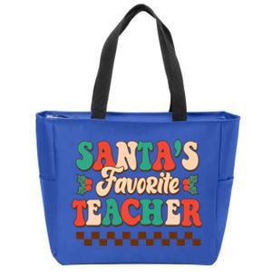 Retro Groovy SantaS Favorite Teacher Christmas Gift Zip Tote Bag