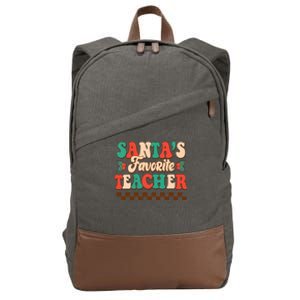 Retro Groovy SantaS Favorite Teacher Christmas Gift Cotton Canvas Backpack