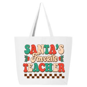 Retro Groovy SantaS Favorite Teacher Christmas Gift 25L Jumbo Tote