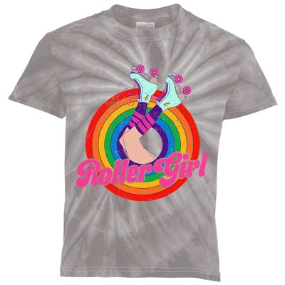 Roller Girl Skater Skating Retro Vintage Kids Tie-Dye T-Shirt