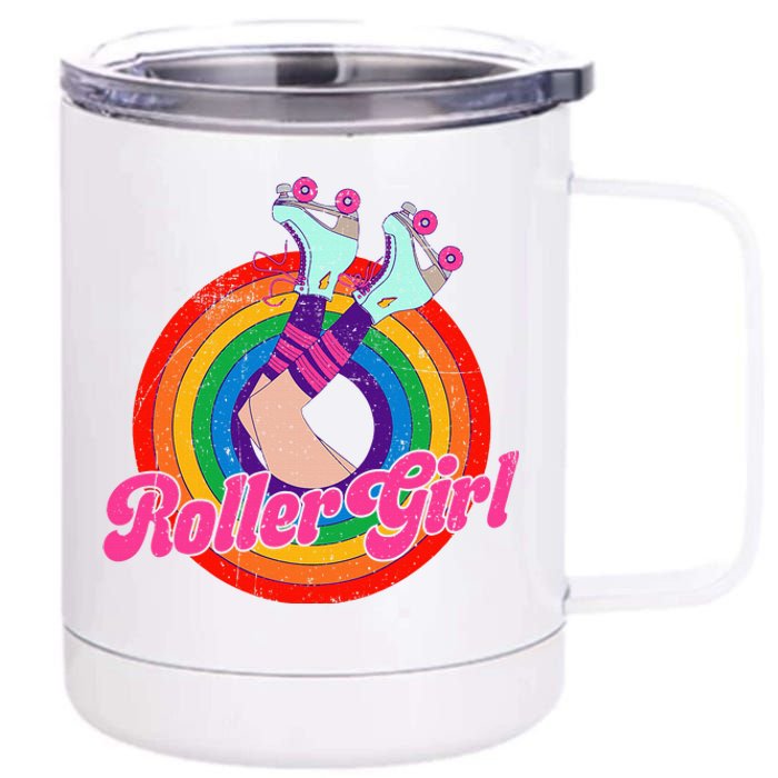 Roller Girl Skater Skating Retro Vintage 12 oz Stainless Steel Tumbler Cup