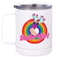 Roller Girl Skater Skating Retro Vintage 12 oz Stainless Steel Tumbler Cup