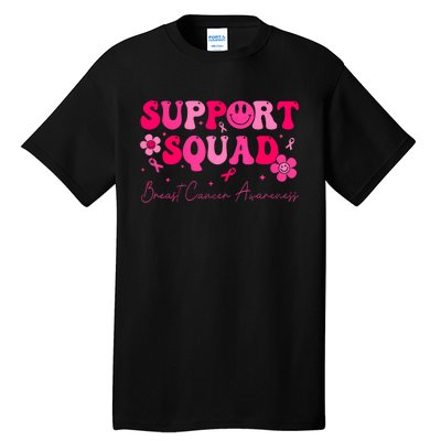 Retro Groovy Support Squad Breast Cancer Awareness Tall T-Shirt