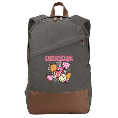 Retro Groovy School Counselor Appreciation Back To School Cotton Canvas Backpack