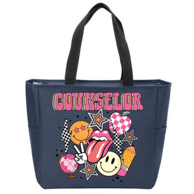 Retro Groovy School Counselor Appreciation Back To School Zip Tote Bag