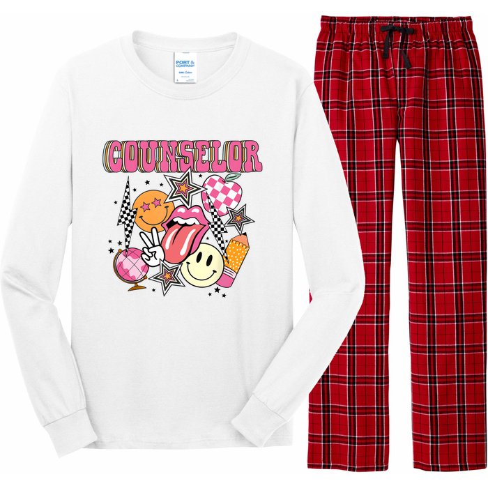 Retro Groovy School Counselor Appreciation Back To School Long Sleeve Pajama Set