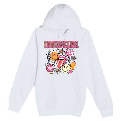 Retro Groovy School Counselor Appreciation Back To School Premium Pullover Hoodie