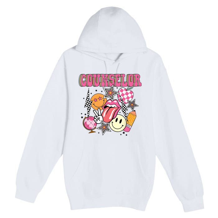 Retro Groovy School Counselor Appreciation Back To School Premium Pullover Hoodie