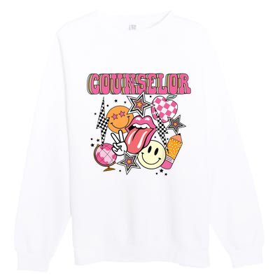 Retro Groovy School Counselor Appreciation Back To School Premium Crewneck Sweatshirt