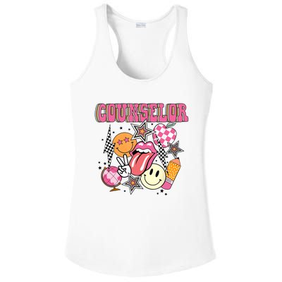 Retro Groovy School Counselor Appreciation Back To School Ladies PosiCharge Competitor Racerback Tank