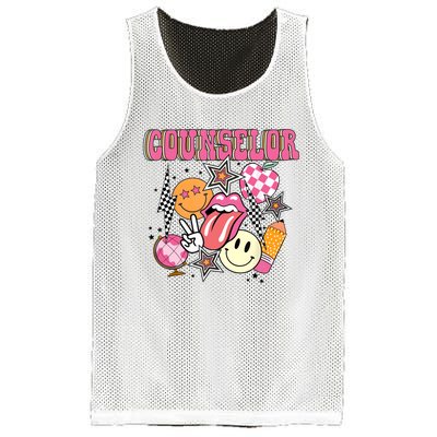 Retro Groovy School Counselor Appreciation Back To School Mesh Reversible Basketball Jersey Tank