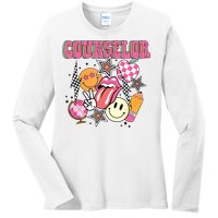 Retro Groovy School Counselor Appreciation Back To School Ladies Long Sleeve Shirt