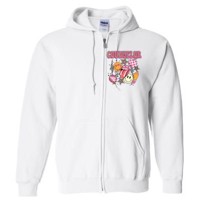 Retro Groovy School Counselor Appreciation Back To School Full Zip Hoodie