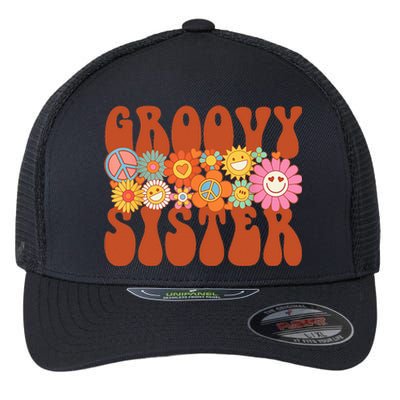 Retro Groovy Sister Matching Family Party Mother's Day Flexfit Unipanel Trucker Cap