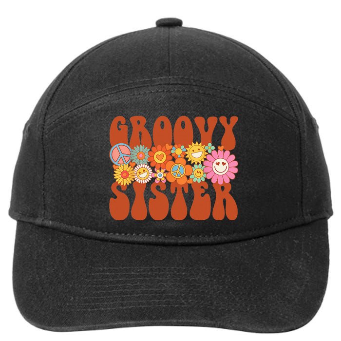 Retro Groovy Sister Matching Family Party Mother's Day 7-Panel Snapback Hat