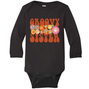 Retro Groovy Sister Matching Family Party Mother's Day Baby Long Sleeve Bodysuit