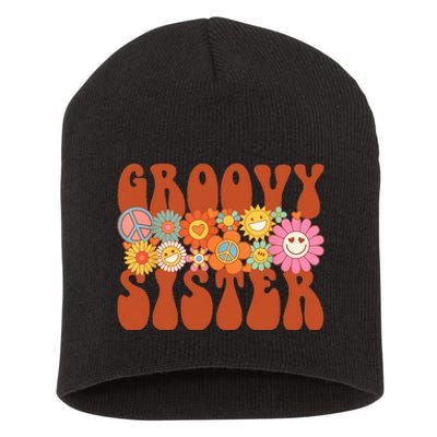 Retro Groovy Sister Matching Family Party Mother's Day Short Acrylic Beanie