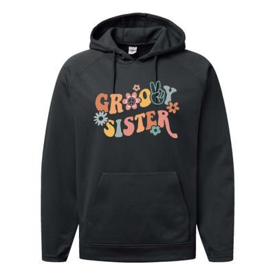 Retro Groovy Sister Matching Family 1st Birthday Party Performance Fleece Hoodie