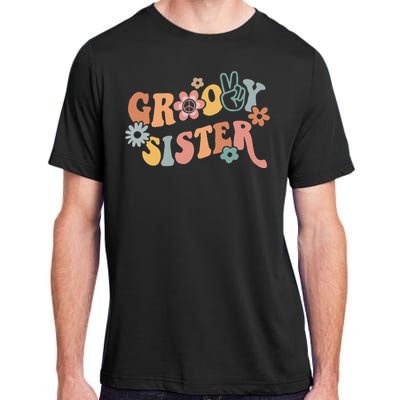 Retro Groovy Sister Matching Family 1st Birthday Party Adult ChromaSoft Performance T-Shirt