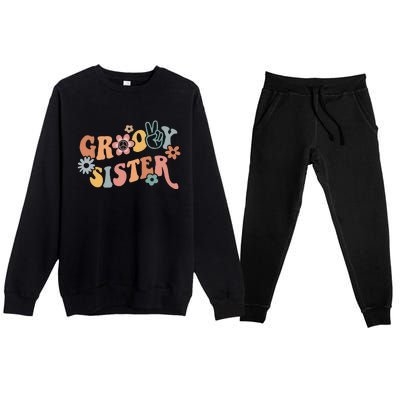 Retro Groovy Sister Matching Family 1st Birthday Party Premium Crewneck Sweatsuit Set