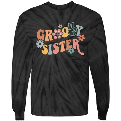 Retro Groovy Sister Matching Family 1st Birthday Party Tie-Dye Long Sleeve Shirt