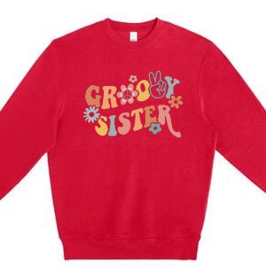 Retro Groovy Sister Matching Family 1st Birthday Party Premium Crewneck Sweatshirt