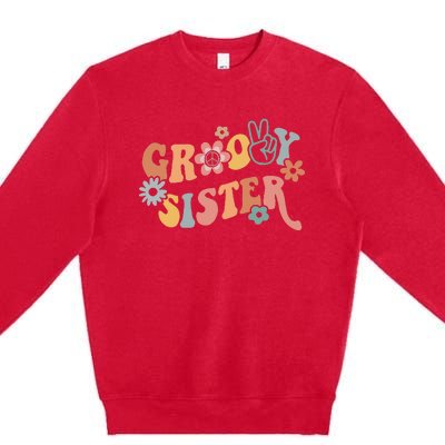 Retro Groovy Sister Matching Family 1st Birthday Party Premium Crewneck Sweatshirt