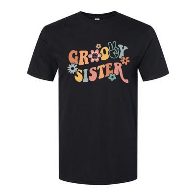 Retro Groovy Sister Matching Family 1st Birthday Party Softstyle CVC T-Shirt