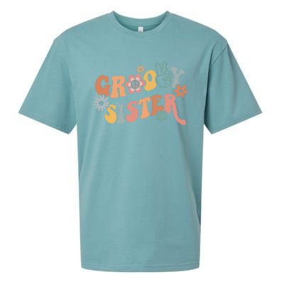 Retro Groovy Sister Matching Family 1st Birthday Party Sueded Cloud Jersey T-Shirt