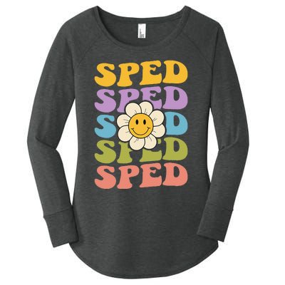 Retro Groovy SPED Teachers Back to School SPED Women's Perfect Tri Tunic Long Sleeve Shirt