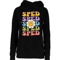 Retro Groovy SPED Teachers Back to School SPED Womens Funnel Neck Pullover Hood