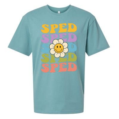 Retro Groovy SPED Teachers Back to School SPED Sueded Cloud Jersey T-Shirt