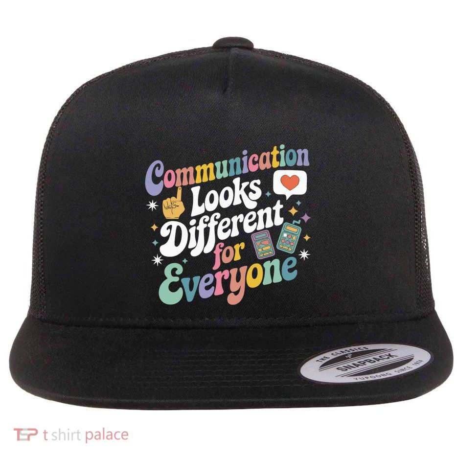 Retro Groovy Slpa Speech Therapy Aac Autism Sped Teacher Slp Gift Flat Bill Trucker Hat
