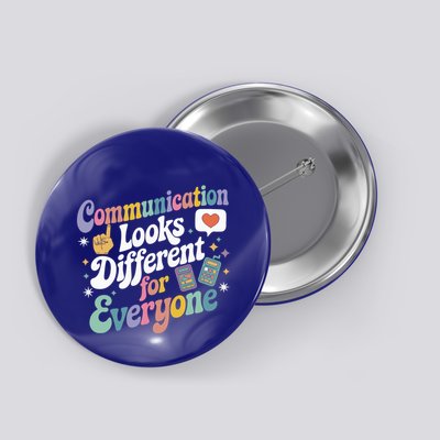 Retro Groovy Slpa Speech Therapy Aac Autism Sped Teacher Slp Gift Button