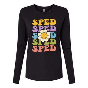 Retro Groovy SPED Teachers Back To School SPED Womens Cotton Relaxed Long Sleeve T-Shirt