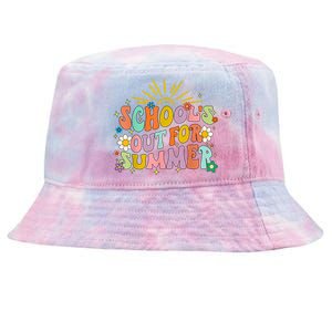 Retro Groovy Schools Out For Summer Graduation Teacher Tie-Dyed Bucket Hat