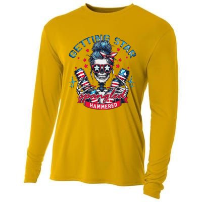 Retro Getting Star Spangled Hammered America 4th Of July Cooling Performance Long Sleeve Crew