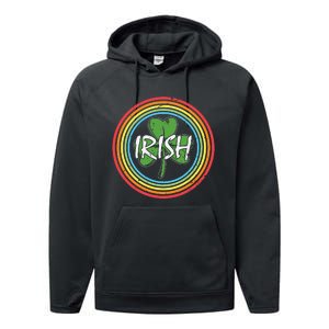 Rainbow Green Shamrock Irish Patricks Day Performance Fleece Hoodie