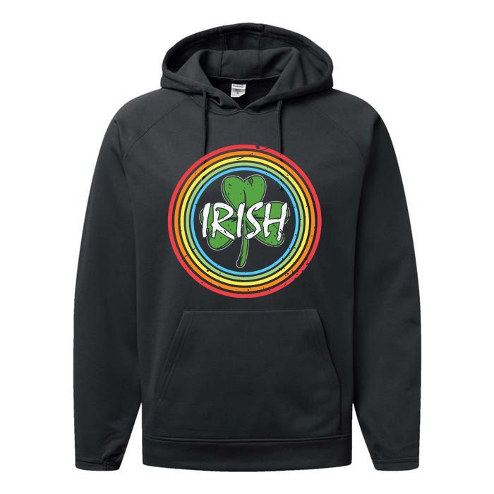 Rainbow Green Shamrock Irish Patricks Day Performance Fleece Hoodie