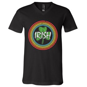 Rainbow Green Shamrock Irish Patricks Day V-Neck T-Shirt