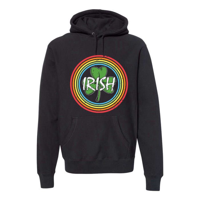 Rainbow Green Shamrock Irish Patricks Day Premium Hoodie