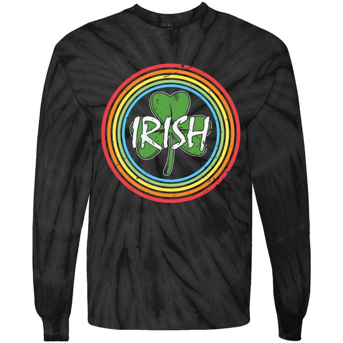 Rainbow Green Shamrock Irish Patricks Day Tie-Dye Long Sleeve Shirt