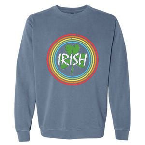 Rainbow Green Shamrock Irish Patricks Day Garment-Dyed Sweatshirt