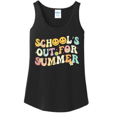 Retro Groovy School's Out For Summer Graduation Teacher Ladies Essential Tank