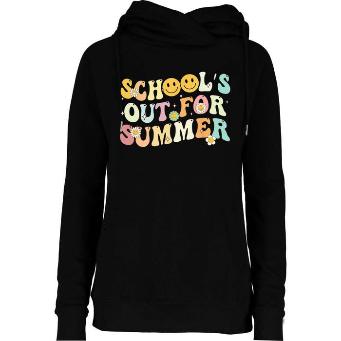 Retro Groovy School's Out For Summer Graduation Teacher Womens Funnel Neck Pullover Hood